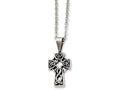 Chisel Stainless Steel Antiqued Cross Pendant Necklace