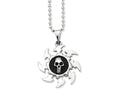 Chisel Stainless Steel Antiqued Saw Blade W/ Skull Pendant Necklace