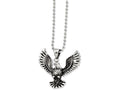 Chisel Stainless Steel Antiqued Screaming Eagle Pendant Necklace
