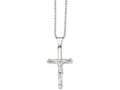 Chisel Stainless Steel Polished Crucifix Pendant Necklace