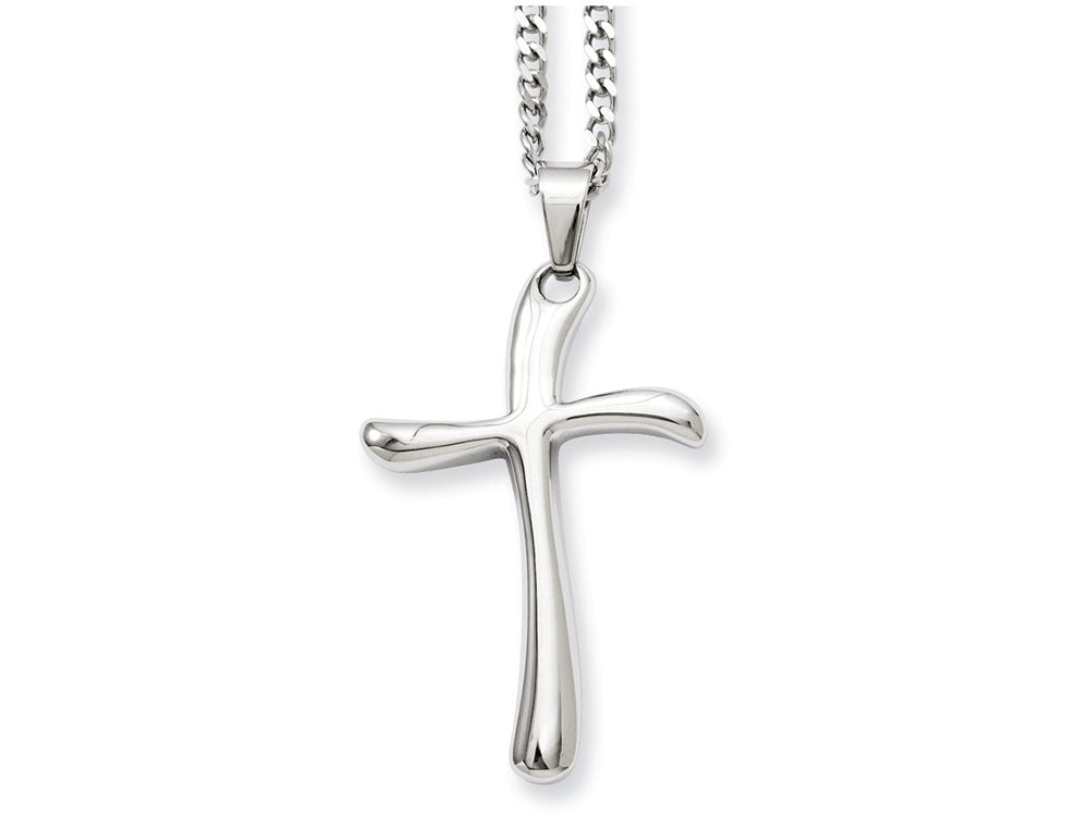 Chisel Stainless Steel Polished Fancy Cross Necklace