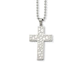 Chisel Stainless Steel Textured Cross Pendant Necklace