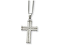 Chisel Stainless Steel Fancy Textured Cross Pendant Necklace