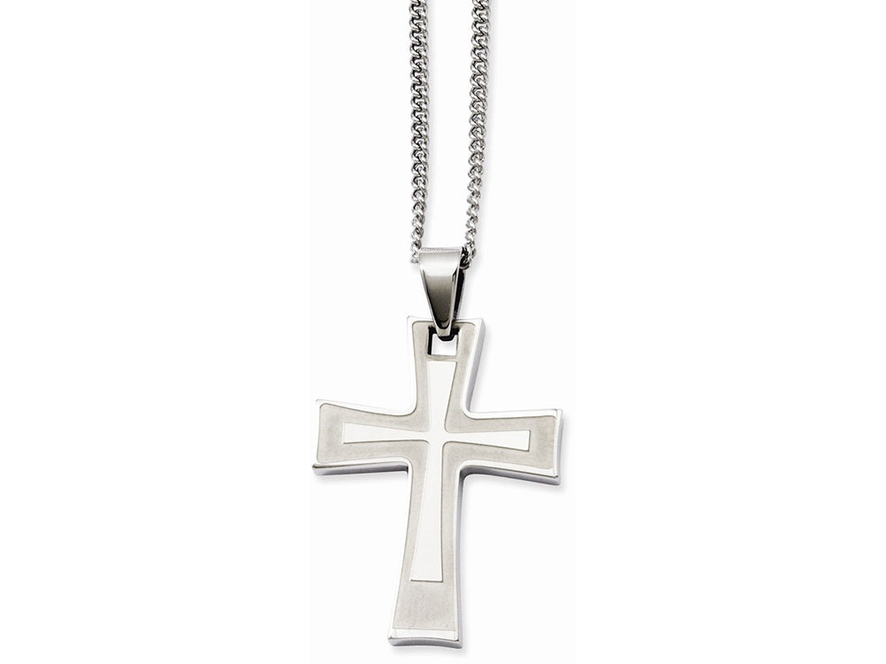 Chisel Stainless Steel Cross Pendant Necklace