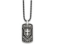 Chisel Stainless Steel Antiqued Cross Dog Tag Pendant Necklace