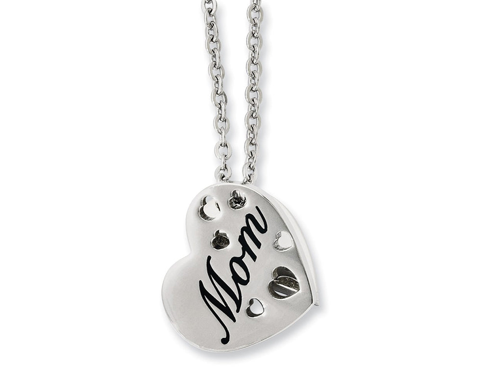Chisel Stainless Steel Mom Heart Slide Pendant Necklace