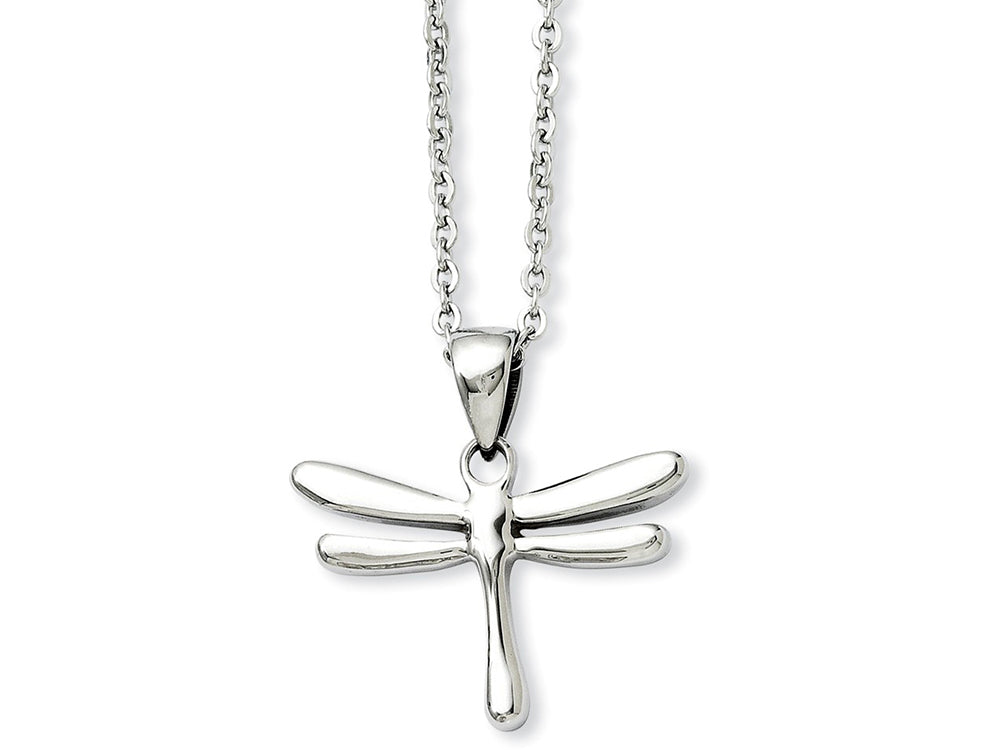 Chisel Stainless Steel Polished Dragonfly Pendant Necklace