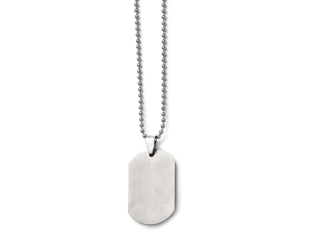 Chisel Stainless Steel Polished Dog Tag Pendant Necklace