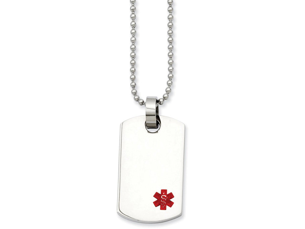 Chisel Stainless Steel Small Dog Tag Medical Pendant Necklace