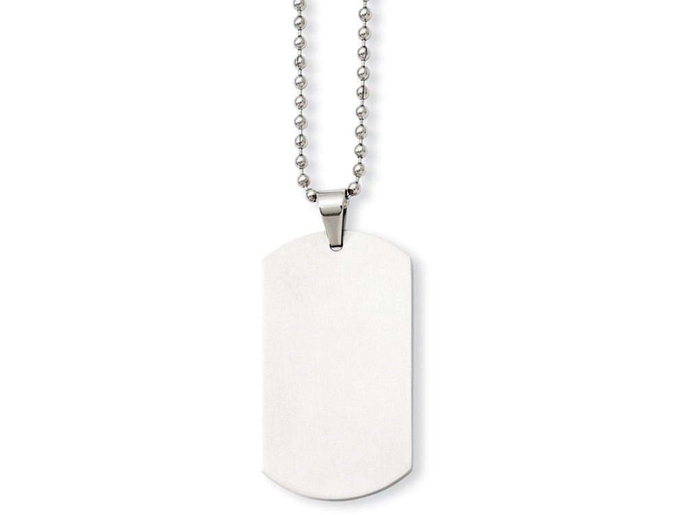 Chisel Stainless Steel Polished Dog Tag Pendant Necklace