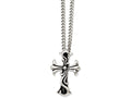 Chisel Stainless Steel Antiqued Fancy Scroll Cross Pendant Necklace