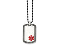 Chisel Stainless Steel Dog Tag W/greek Key Edge  Medical Necklace