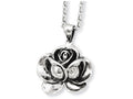 Chisel Stainless Steel Antiqued Flower Pendant Necklace