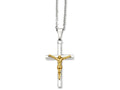 Chisel Stainless Steel Yellow Ip-plated Crucifix Pendant Necklace