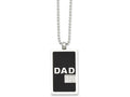 Chisel Stainless Steel Black-plated and CZ Dad Dog Tag Necklace