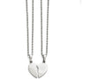 Chisel Stainless Steel Polished 1/2 Heart Necklace Set