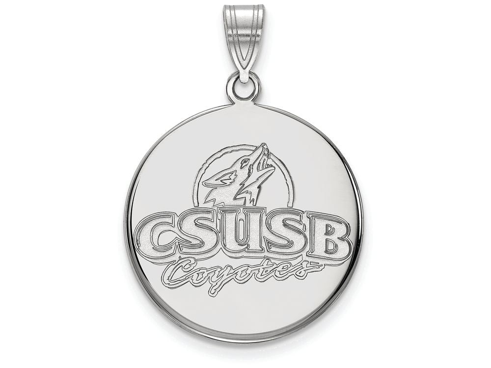 LogoArt Sterling Silver California State University San Bernardino Large Disc Pendant Necklace