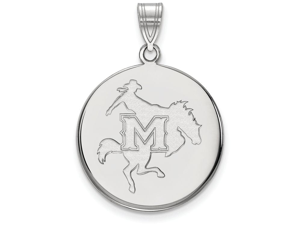 LogoArt Sterling Silver Mcneese State University Large Disc Pendant Necklace