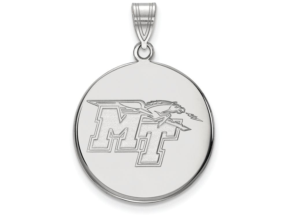 LogoArt Sterling Silver Middle Tennessee State University Large Disc Pendant Necklace