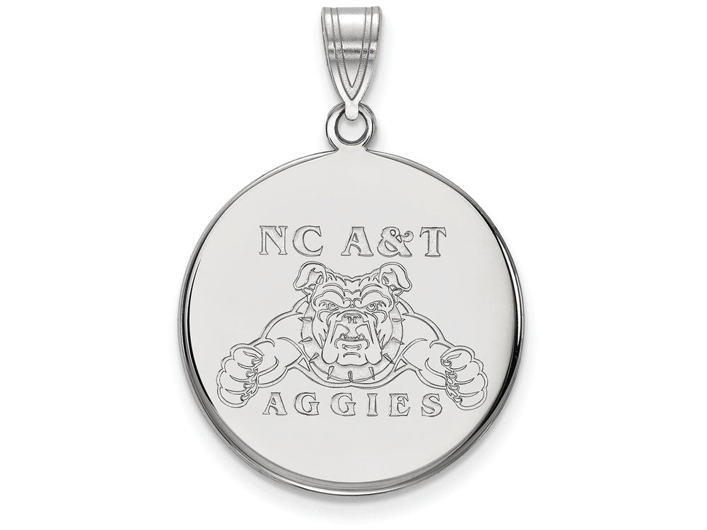 LogoArt Sterling Silver North Carolina Aandt Large Disc Pendant Necklace