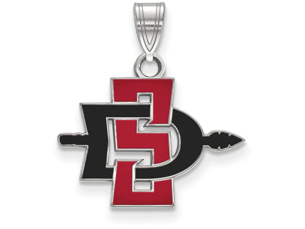 LogoArt Sterling Silver San Diego State University Small Pendant Necklace