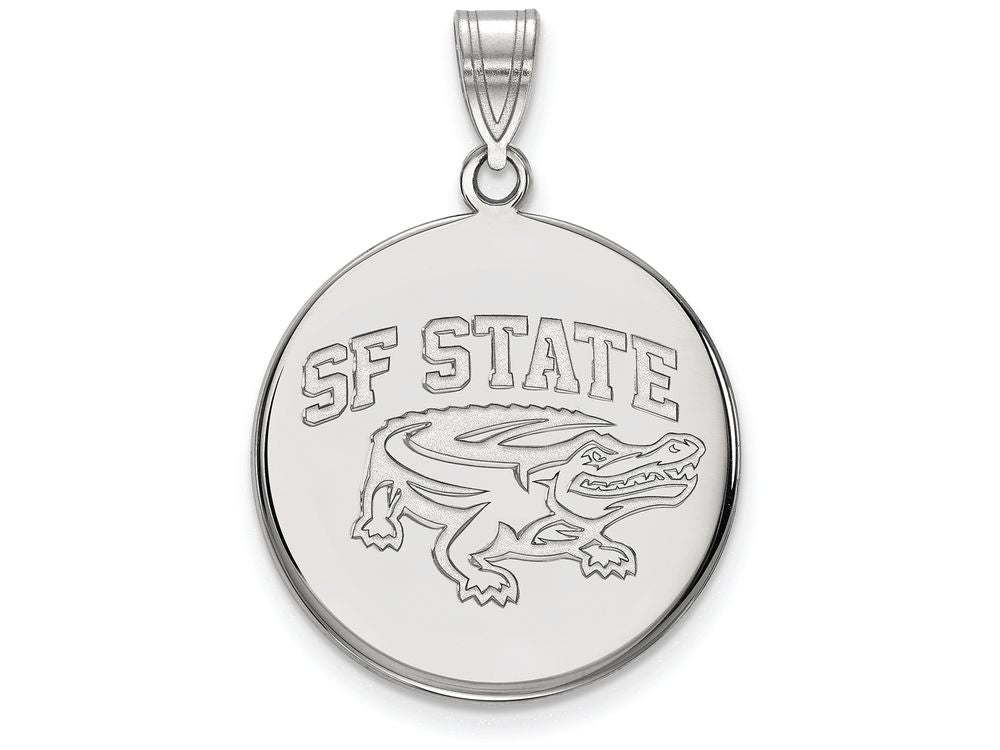 LogoArt Sterling Silver San Francisco State University Large Disc Pendant Necklace