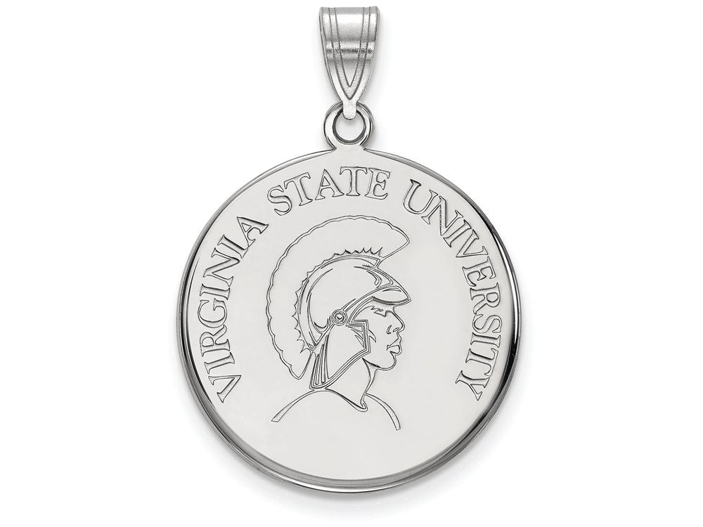 LogoArt Sterling Silver Virginia State University Large Disc Pendant Necklace