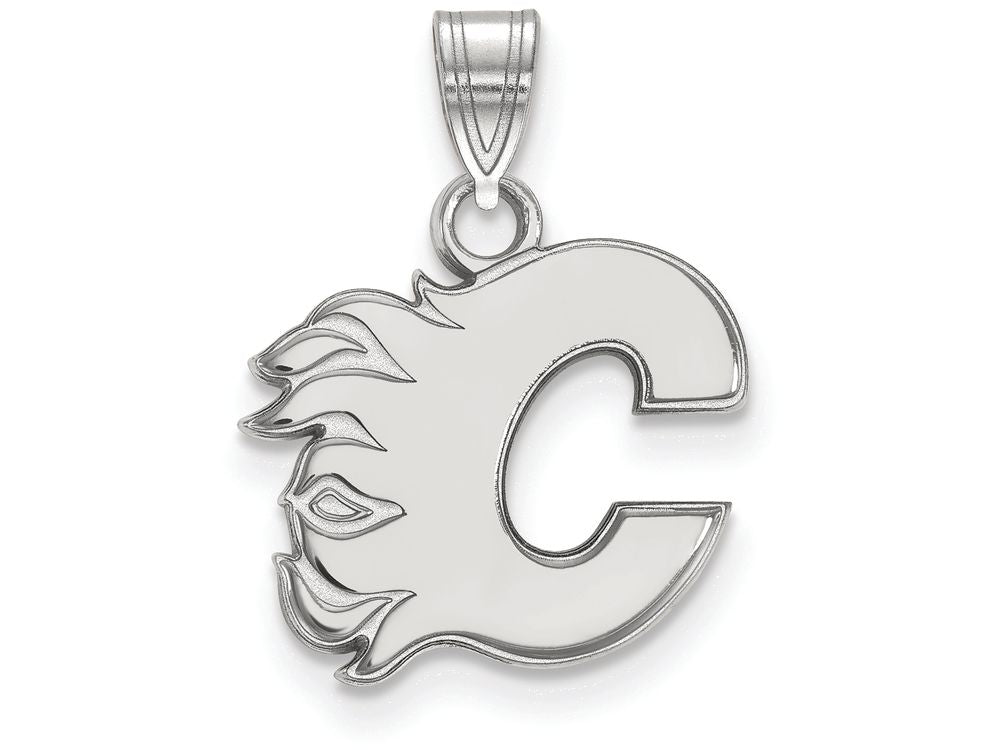 LogoArt Sterling Silver Calgary Flames Small Pendant Necklace