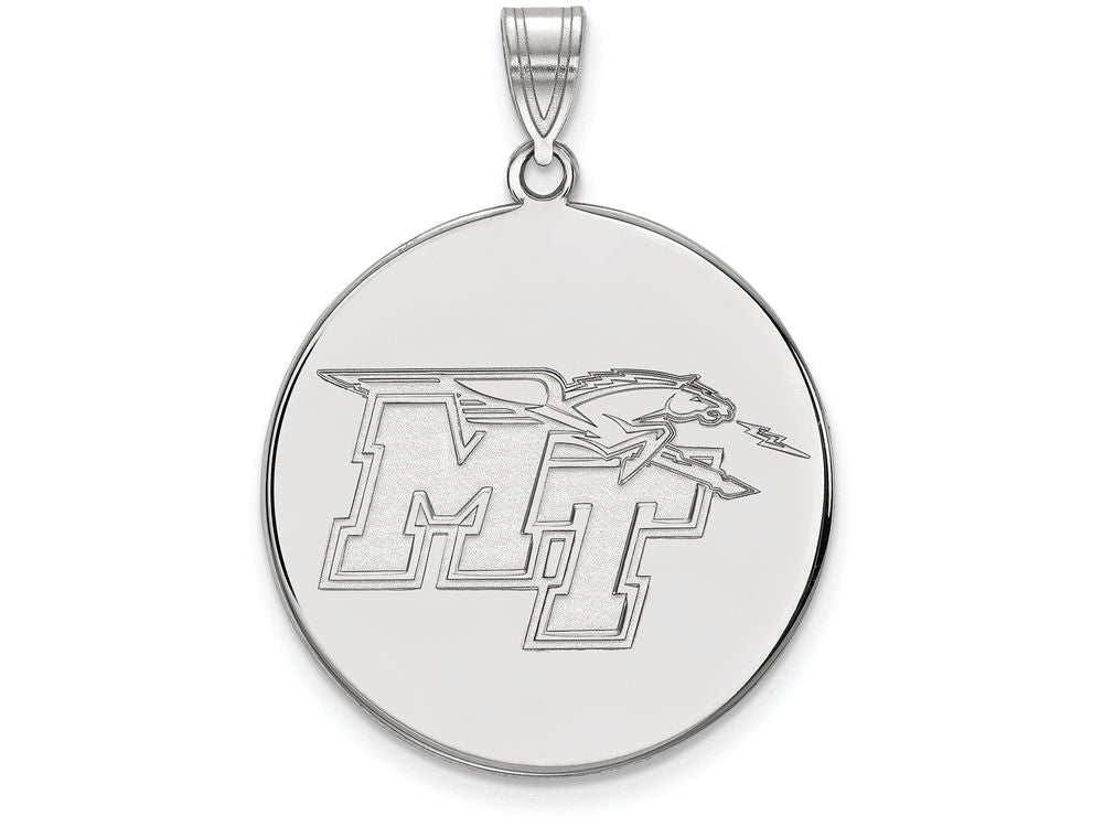 LogoArt Sterling Silver Middle Tennessee State University XL Disc Pendant Necklace
