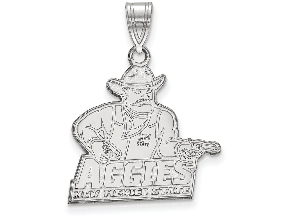 LogoArt Sterling Silver New Mexico State University Large Pendant Necklace
