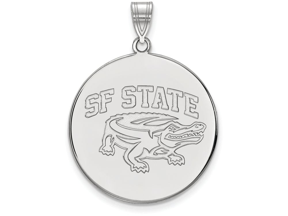 LogoArt Sterling Silver San Francisco State University XL Disc Pendant Necklace