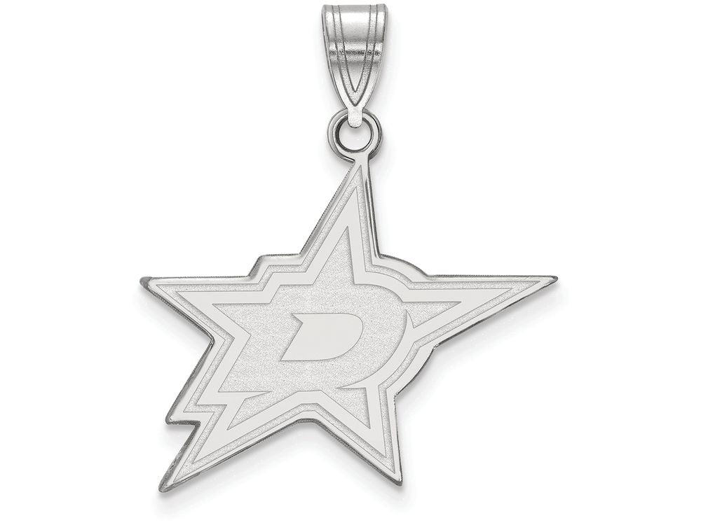 LogoArt Sterling Silver Dallas Stars Large Pendant Necklace