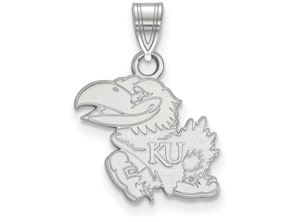 LogoArt Sterling Silver University Of Kansas Small Pendant Necklace
