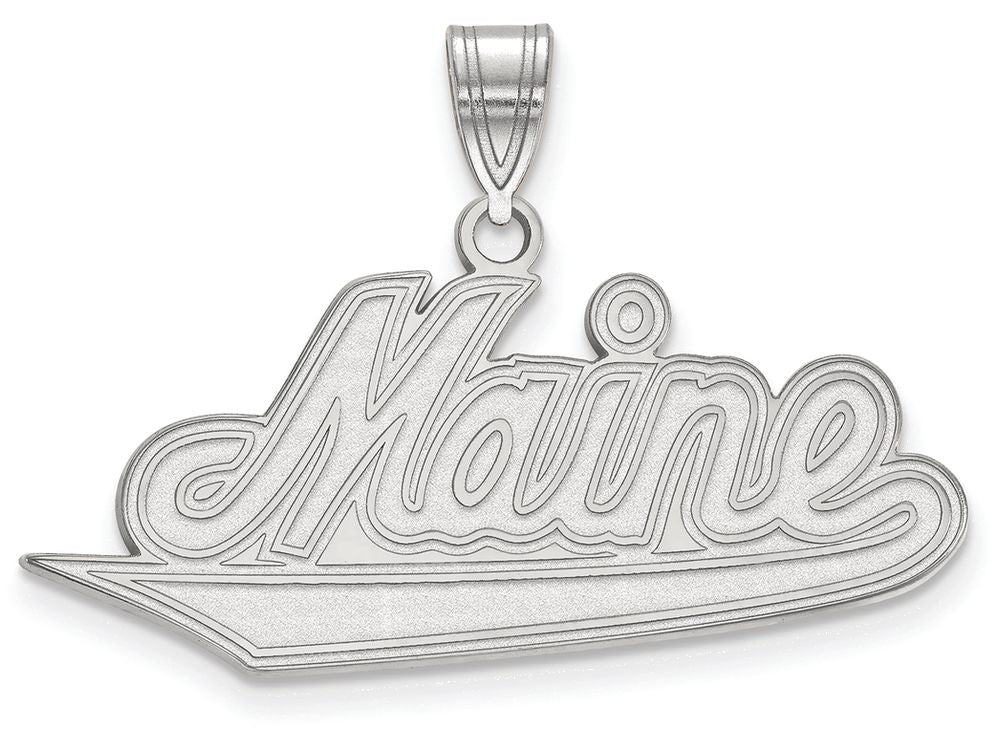 LogoArt Sterling Silver University Of Maine Large Pendant Necklace