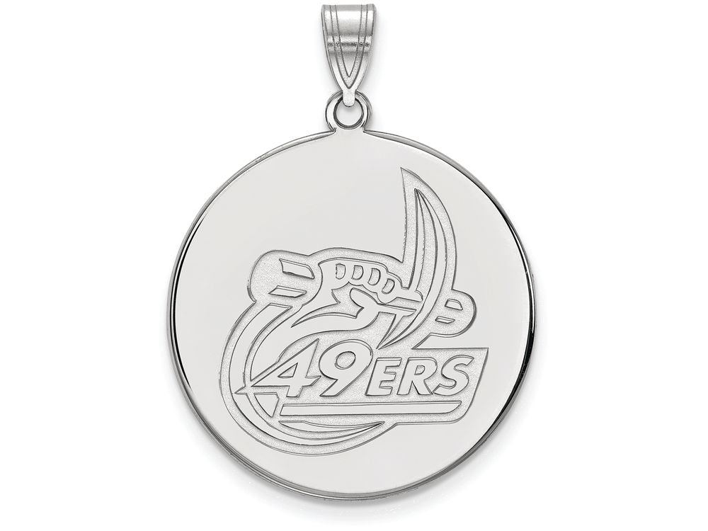 LogoArt Sterling Silver University Of North Carolina At Charlotte XL Disc Pendant Necklace