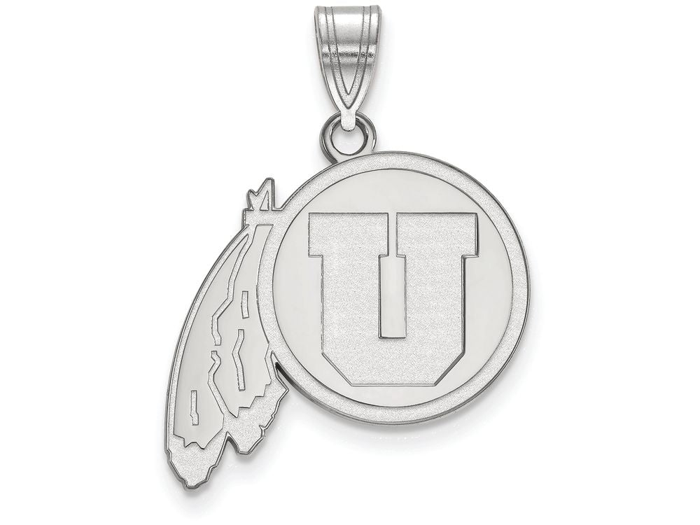 LogoArt Sterling Silver University Of Utah Large Pendant Necklace