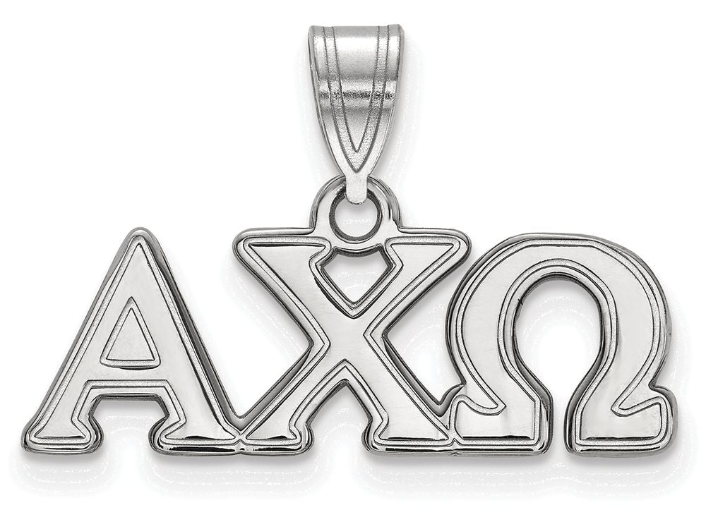 LogoArt Sterling Silver Alpha Chi Omega Medium Pendant Necklace
