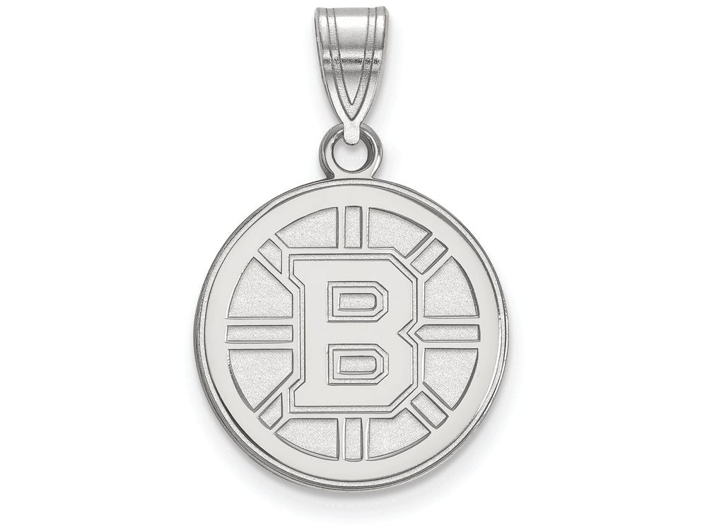 LogoArt Sterling Silver Boston Bruins Medium Pendant Necklace