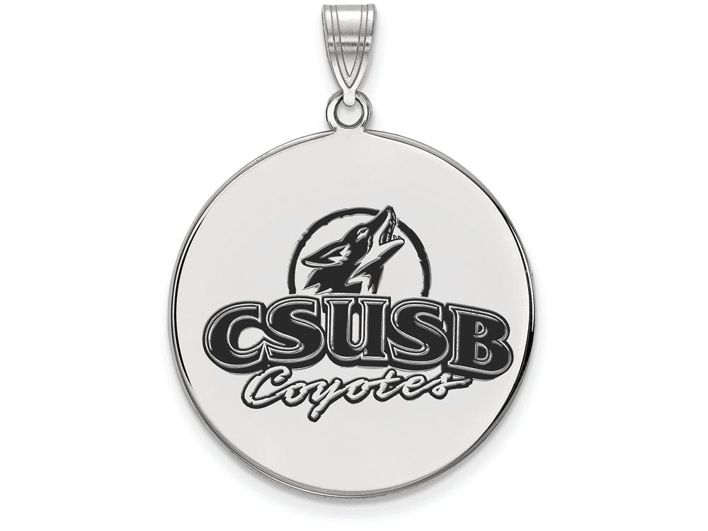 LogoArt Sterling Silver California State University San Bernardino XL Enamel Disc Pendant Necklace