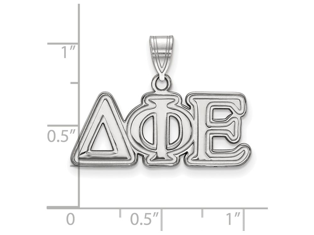 LogoArt Sterling Silver Delta Phi Epsilon Medium Pendant Necklace