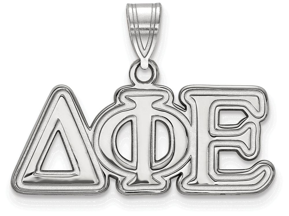 LogoArt Sterling Silver Delta Phi Epsilon Medium Pendant Necklace