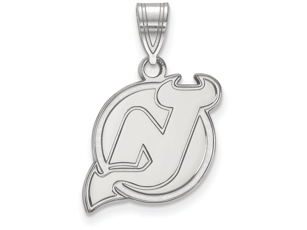 LogoArt Sterling Silver New Jersey Devils Medium Pendant Necklace