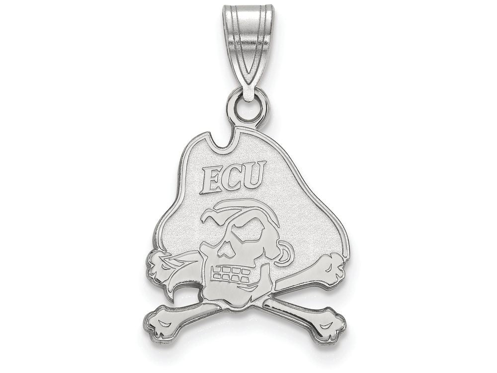 LogoArt Sterling Silver East Carolina University Medium Pendant Necklace