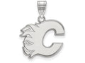 LogoArt Sterling Silver Calgary Flames Medium Pendant Necklace