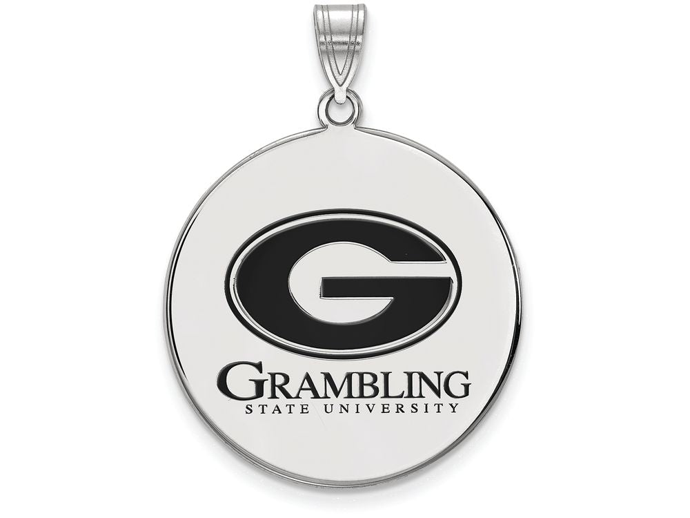 Logoart 925 Sterling Silver Grambling State University Extra Large  Enamel Disc Pendant