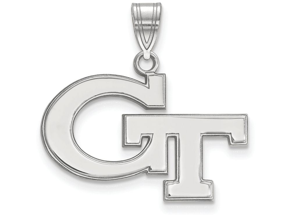 LogoArt Sterling Silver Georgia Institute Of Technology Medium Pendant Necklace