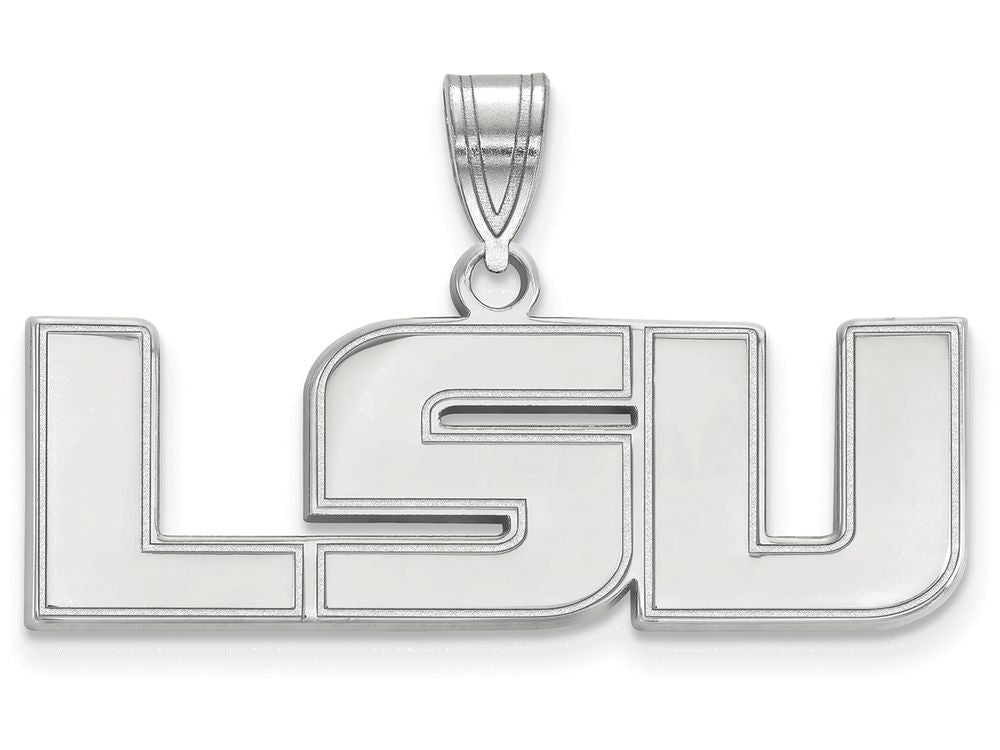LogoArt Sterling Silver Louisiana State University Medium Pendant Necklace
