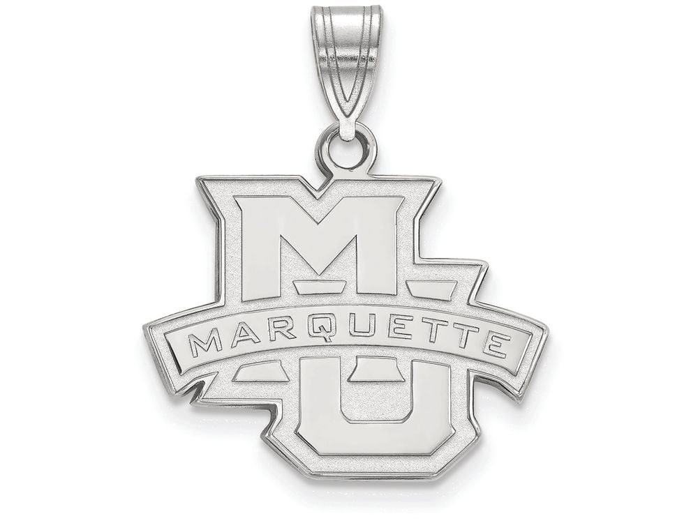 LogoArt Sterling Silver Marquette University Medium Pendant Necklace