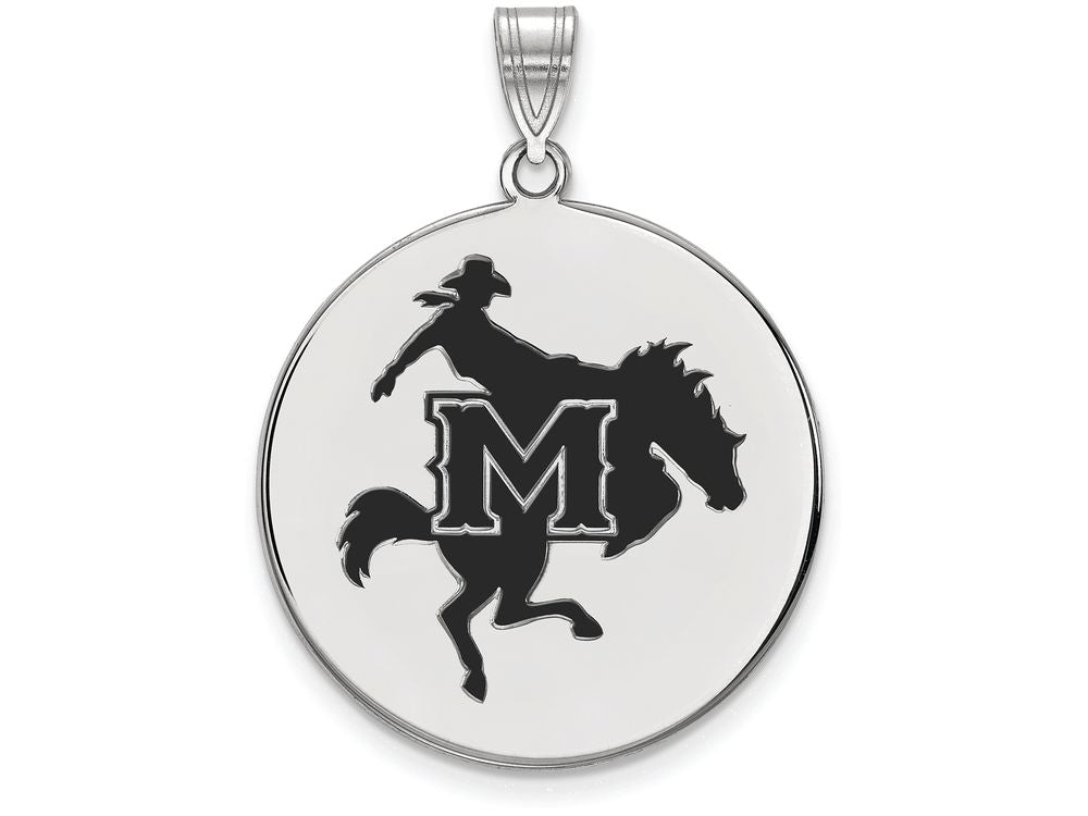 LogoArt Sterling Silver Mcneese State University Xlarge Enamel Disc Pendant Necklace