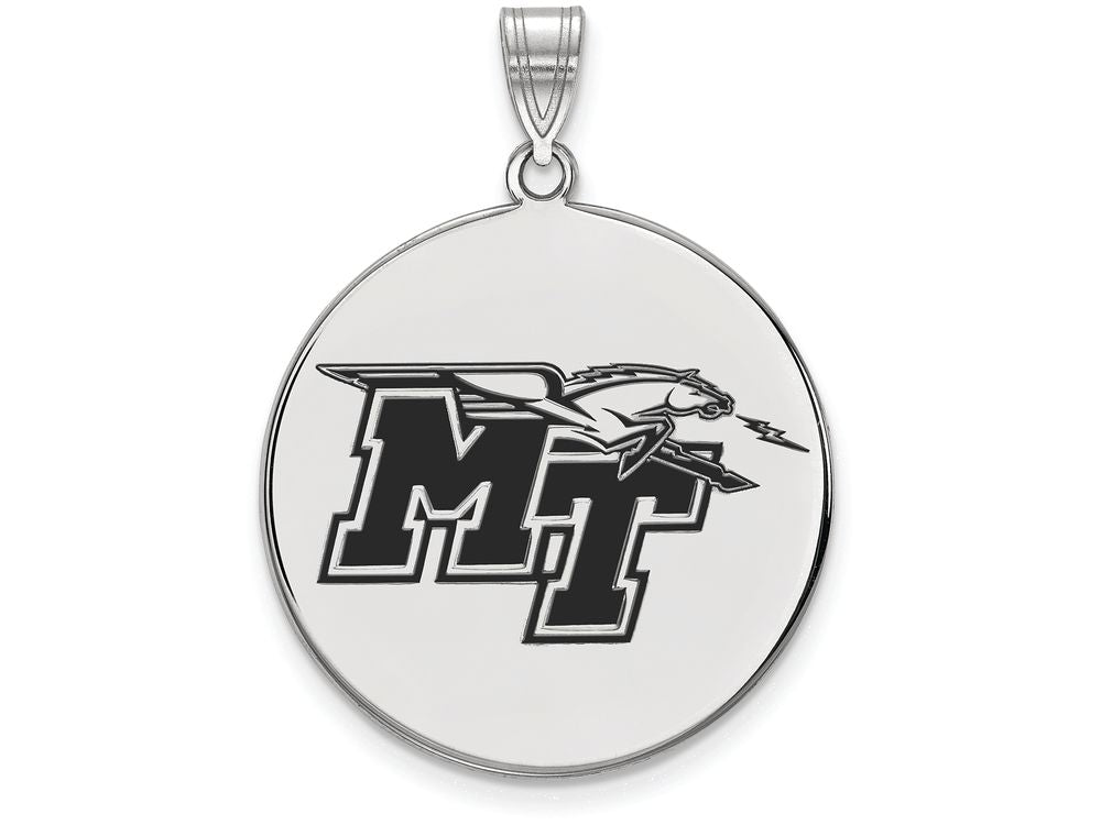 LogoArt Sterling Silver Middle Tennessee State University Xlarge Enamel Disc Pendant Necklace